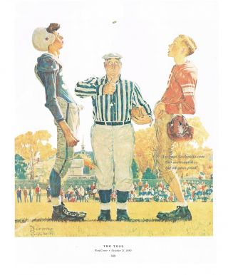 Norman Rockwell High School Football Print " The Coin Toss " 11x15 " College Sports