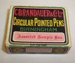 Vintage C Brandauer Assorted Sample Dip Pen Nib Box Some Nibs Southern Railway