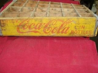 Vintage Yellow Coca Cola Wooden Coke Case / Crate Mfr.  1965