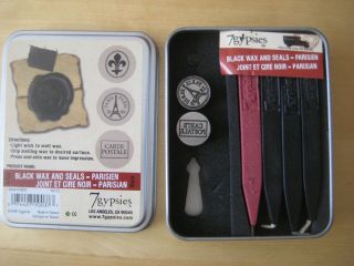 7gypsies Black Wax & Seal " Parisien " Stamp Set.  (incomplete)
