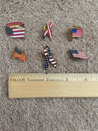 6 Vintage American Flag Pin