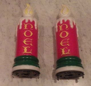 2 Empire Christmas Noel Candle Blow Mold Path Light Toppers Yard Decorations