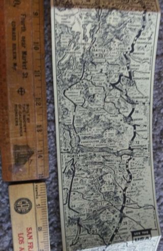 1967 HAROLD ' S CLUB 2 - Sided Strip Cartoon Map ALASKA TO MEXICO PAN - AM WEST Hwy 3