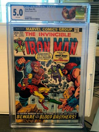 Iron Man 55 Cgc 5.  0 W Custom Label Marvel 1973 1st Appearance Of Thanos Starlin