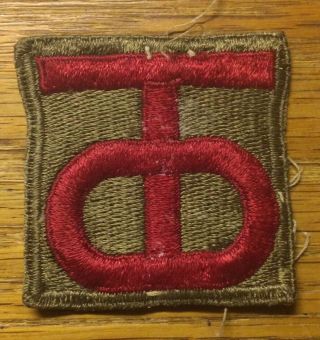 Wwii - U.  S.  Army 90th Division Patch - Worn - O Embroidered Over T