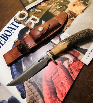 Randall Knife - Hunter Vintage - Randall Custom Stag handle W/ Rough Back Sheath 2