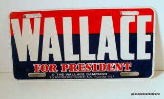 George Wallace 1968 Presidential Campaign License Plate
