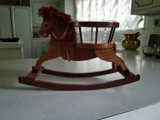 Vintage Wood Rocking Horse Planter,  13 Inches Long