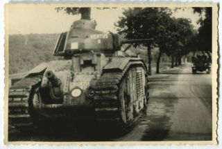 German Wwii Archive Photo: French Char B - 1 Heavy Tank On Motorway