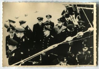 German Wwii Archive Photo: Kriegsmarine Officers On U - Boat Upper Deck