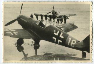 German Wwii Archive Photo: Luftwaffe Messerschmitt Bf 109 Aircrafts At Airfield