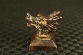 Asian Old Bronze Hand Carved Dragon Statue Figure Seal Noble Gift
