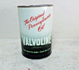 Vintage 1930s Old Valvoline 5 Quart Oil Can Metal Empty
