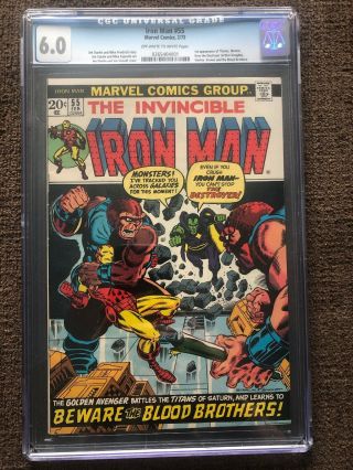 Iron Man 55 (1973) Cgc 6.  0 1st App Thanos,  Drax,  Mentor,  Starfox,  Kronos