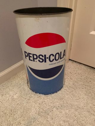 Vintage Pepsi Cola Metal Trash Can,  Don 
