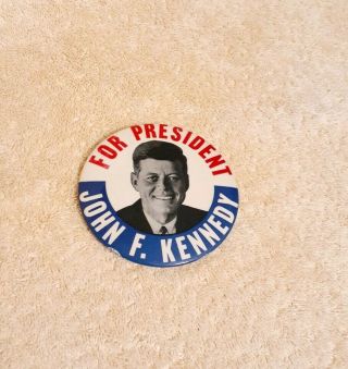 Authentic Jfk 1960 For President John F.  Kennedy 3 " Campaign Pin Button Pinback