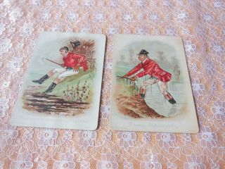 Victorian Christmas Cards/red - Coated Huntsmen Falling In Water/raphael Tuck
