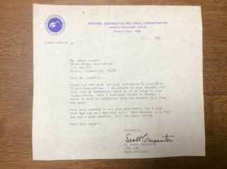 1966 Scott Carpenter Nasa Astronaut Usn Navy Signed Letter Mercury - Atlas Space