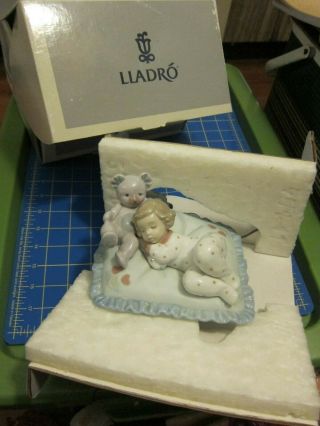Lladro 06790 Figurine Counting Sheep,  Little Girl Sleeping With Teddy