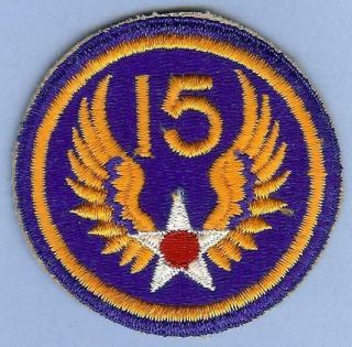 Authentic Us Army Patch Wwii,  15th Air Force Usaaf - - Variation,  Blue Wing Detail