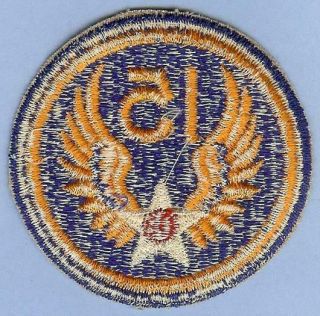 Authentic US Army Patch WWII,  15th Air Force USAAF - - Variation,  Blue Wing Detail 2