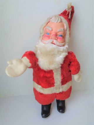 Vintage 1950s Stuffed Santa Claus Doll My Toy Or Rushton Rubber Vinyl Face