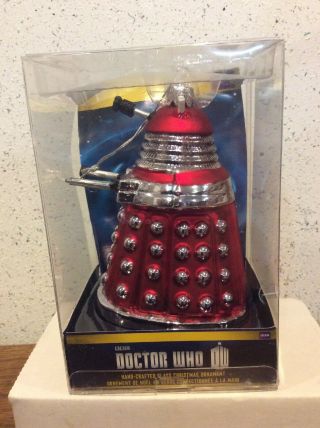 Dr Who Red Dalek Hand - Crafted Glass Christmas Ornament