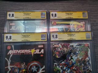 Cgc Graded 9.  8 Jla/avengers 1,  2,  3,  4 Dc - Marvel 2003 Signed By George Perez Set