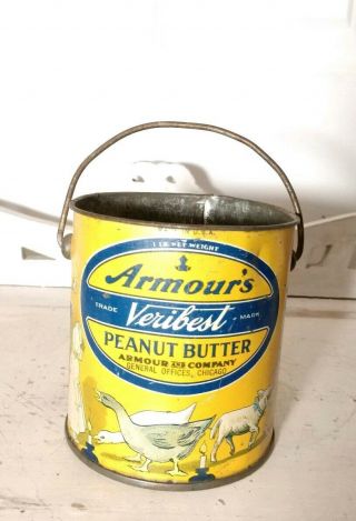 Armours Veribest Peanut Butter Metal Can Chicago Il