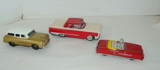 Vintage Friction Tin Toy Cars Set Of 3