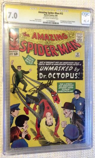 Spider - man 12 CGC 7.  0 SS 1x sig Stan Lee Movie never pressed 3rd Octo 2