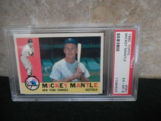 1960 Topps Mickey Mantle 350 Psa 6.  Well Centered,  Bright Vintage Card.