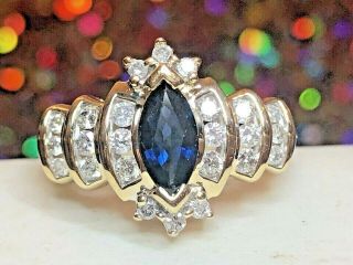 Vintage Estate 14k Gold Natural Blue Sapphire Diamond Ring Engagement Appraisal