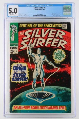 Silver Surfer 1 - Cgc 5.  0 Vg/fn - Marvel 1968 - Origin Of Silver Surfer/watcher