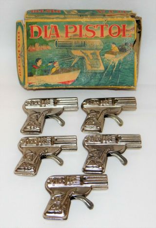 Dia Water Pistols Qty.  5 Vintage Tin Toy 1940 