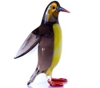 Penguin Brown,  Figurine,  Blown Glass " Murano " Art Bird.  Made In Russia
