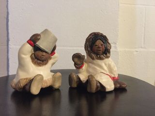 C.  Alan Johnson " Ahtoon " Figurine 1962 X26 Inuit Eskimo And “dinah” 1982 X165