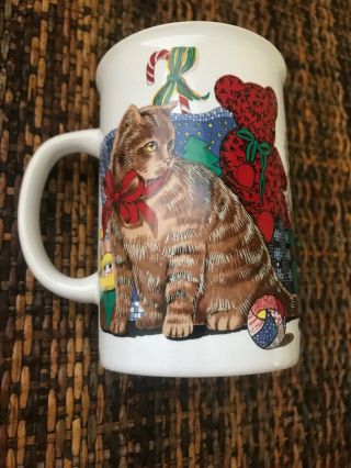 Fancy Felines Potpourri Press Cup Cats Kitty Coffee Mug 1991 Christmas 4.  2 "
