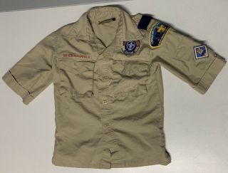 Bsa Boy Scouts Of America Uniform Shirt Youth Small With Bobcat Patch