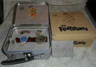 The Flintstones Fossil Limited Edition Lunch Box And Pin Watch Set Nib