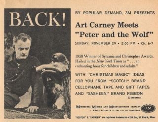 1959 Tv Ad Art Carney Meets " Peter And The Wolf " Bil Baird Puppets Scotch 3m