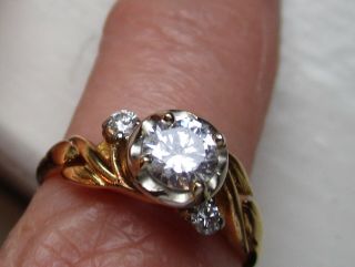 Vintage Engagement Ring 18kt Yellow Gold 1/2 Ct Diamond
