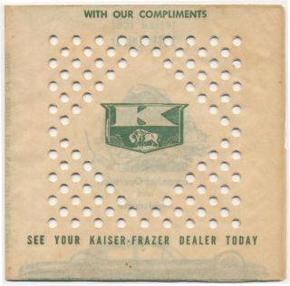 1951 Kaiser Frazer Automobile Car Kalacloth Advertising Paper Cleaning Cloth