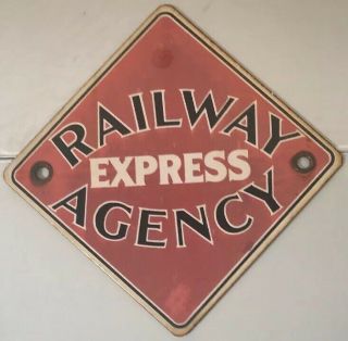 11 " Porcelain Railway Express Agency Sign W/ Brass Grommets,  Railroad Ref Xxx