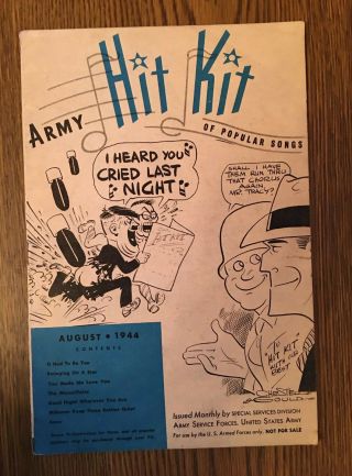Wwii Army Navy Hit Kit Aug 1944 Issue Special Services Division Song Book