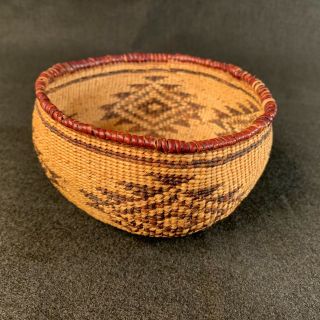 Vintage 1920 ' s Pit River Trinket Basket Native American Indian California 3
