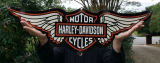 Vintage Porcelain Die Cut Metal Harley - Davidson Dealer Sign Panhead Knucklehead