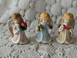 Vintage Homco Porcelain Christmas Figurines Angels Set Of 3