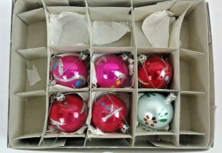 Vintage Santa Land Hand Blown Christmas Tree Ornaments 6 Count Made In Poland