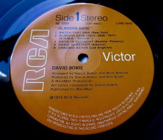 David Bowie Aladdin Sane 1973 Uk Rca Non - Gatefold W/insert Near